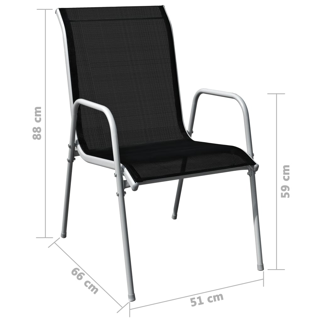 Juego de comedor de jardín 5 piezas de acero negro