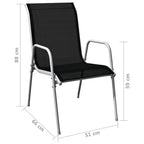 Juego de comedor de jardín 5 piezas de acero negro
