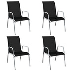 Juego de comedor de jardín 5 piezas de acero negro