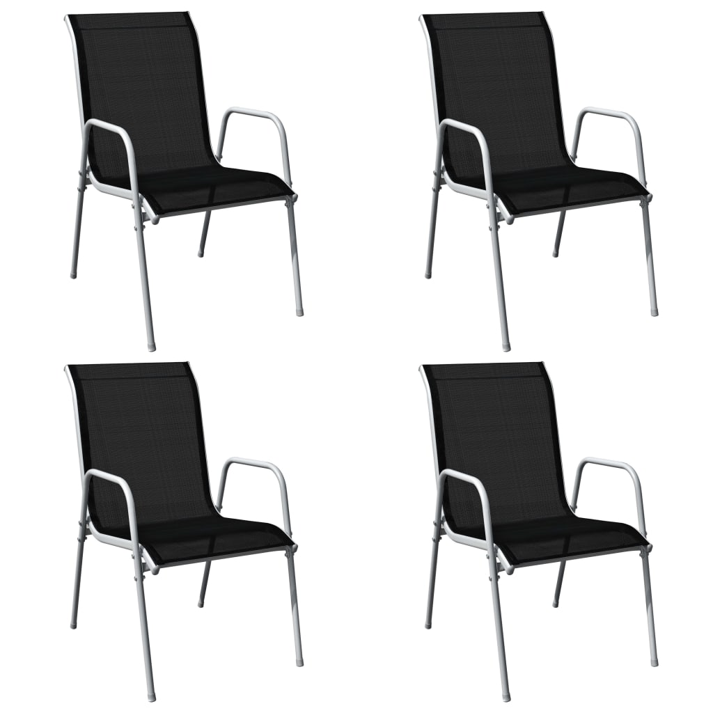 Juego de comedor de jardín 5 piezas de acero negro