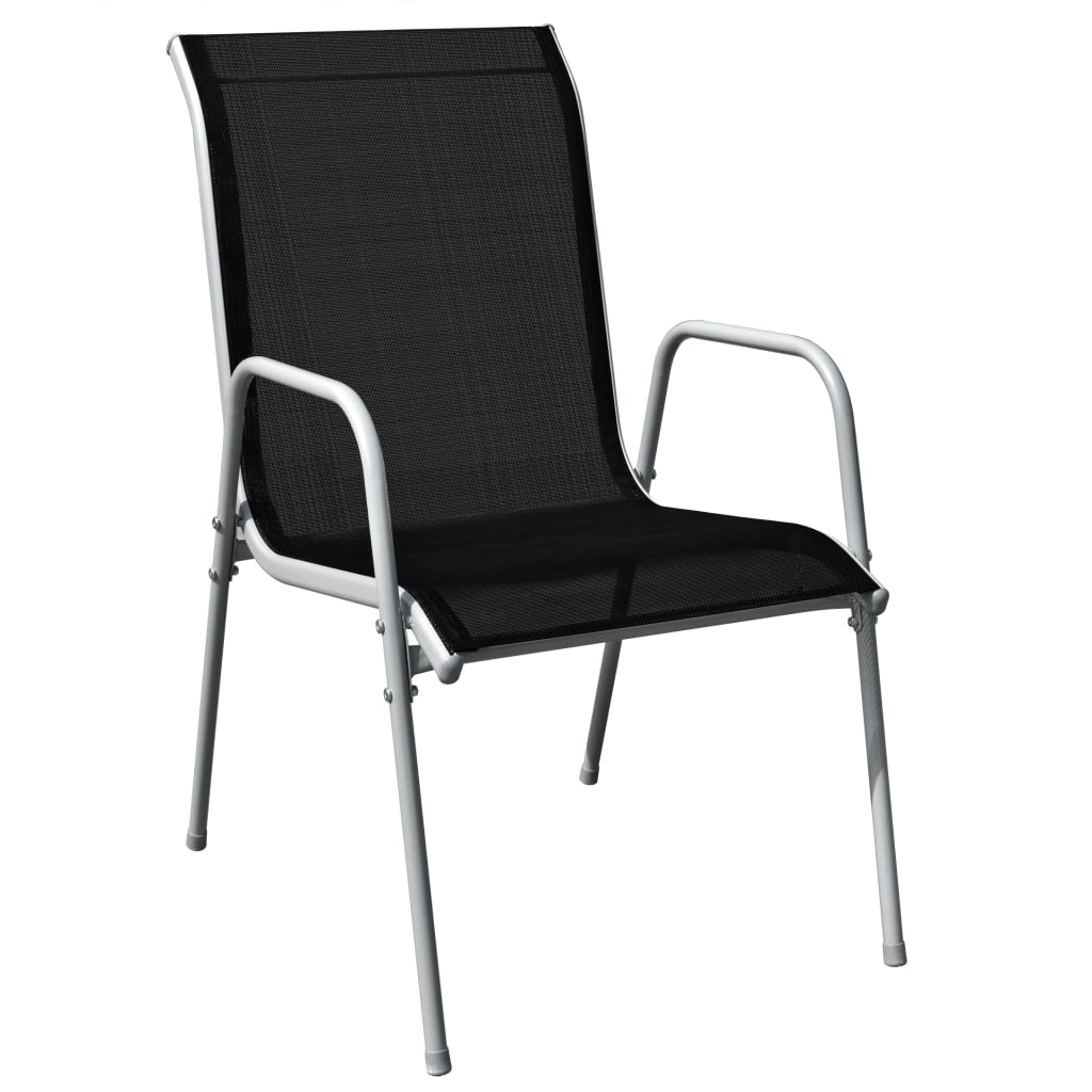 Juego de comedor de jardín 5 piezas de acero negro