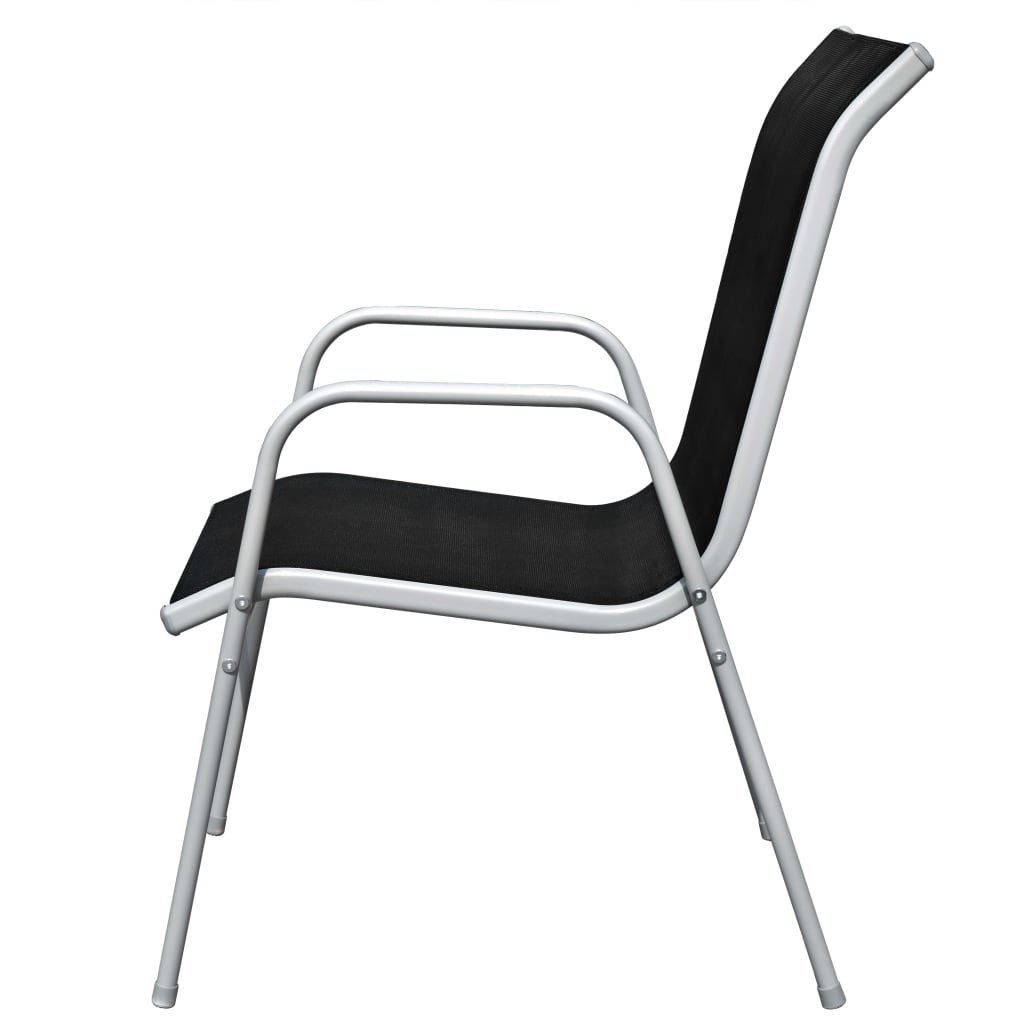 Juego de comedor de jardín 5 piezas de acero negro