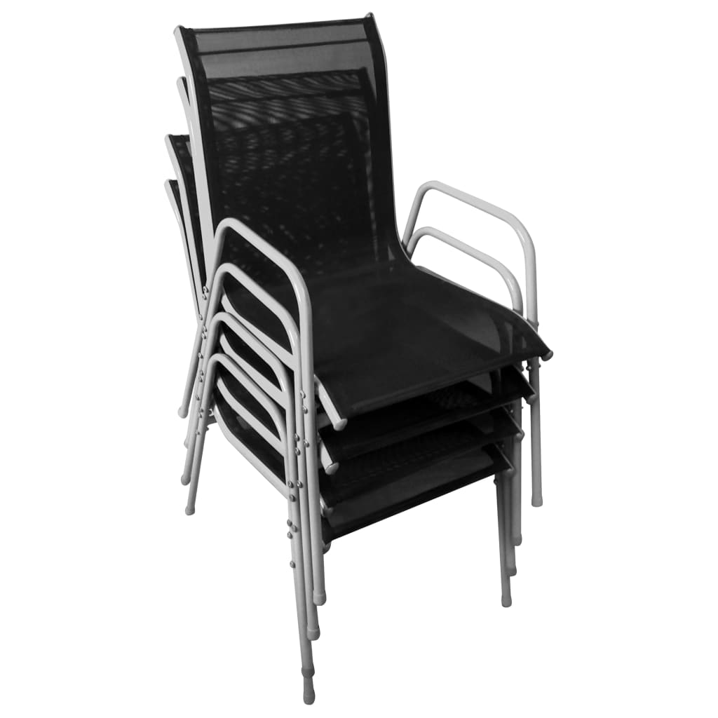 Juego de comedor de jardín 5 piezas de acero negro