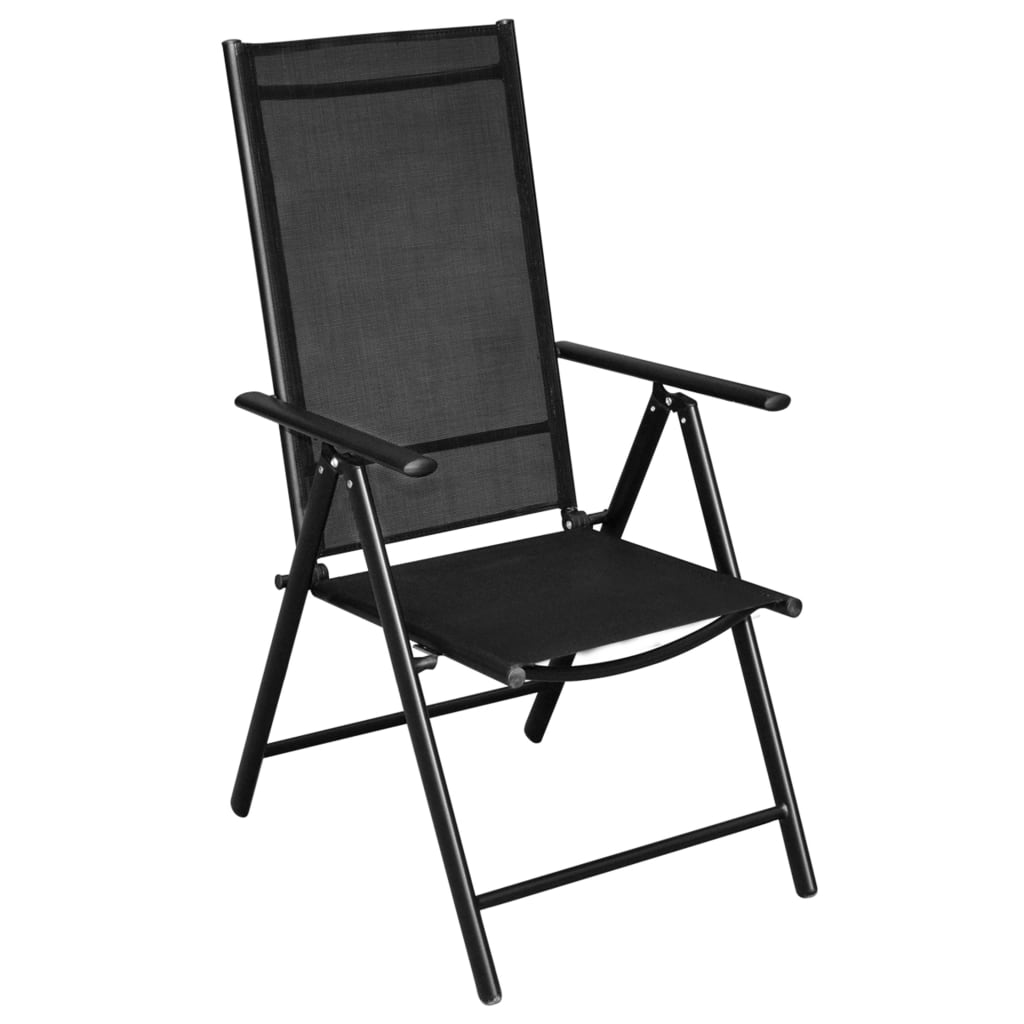 Conjunto de comedor de jardín plegable 9 piezas aluminio negro