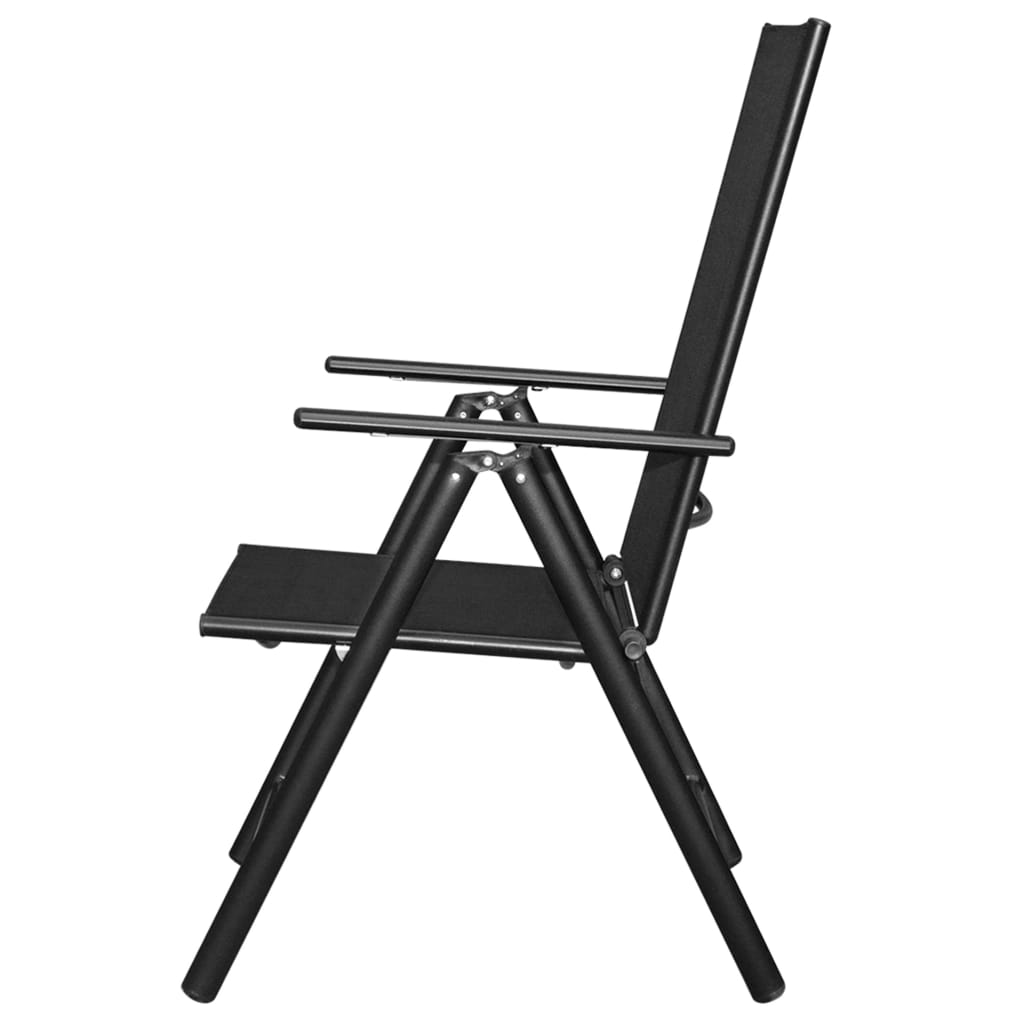 Conjunto de comedor de jardín plegable 9 piezas aluminio negro