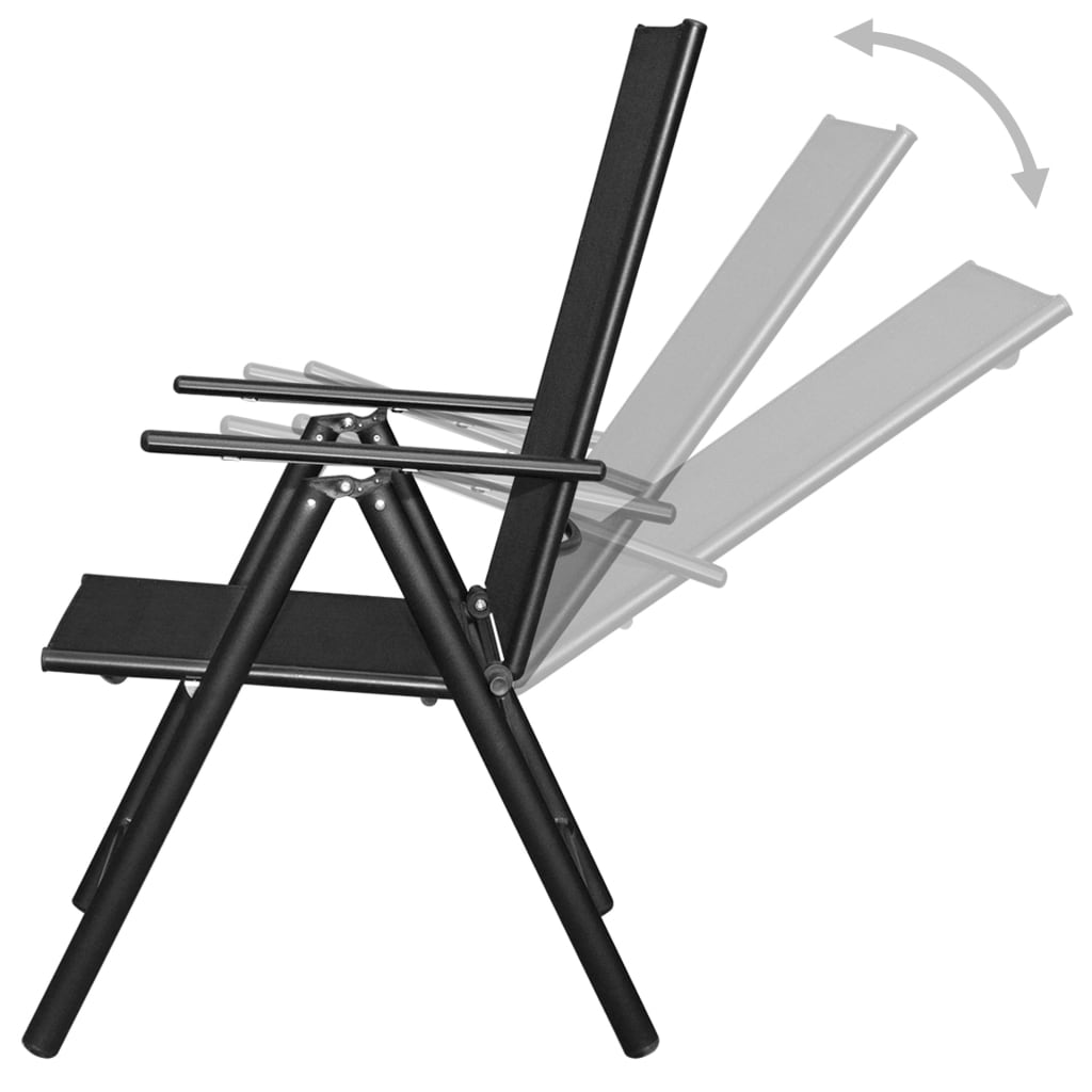 Conjunto de comedor de jardín plegable 9 piezas aluminio negro