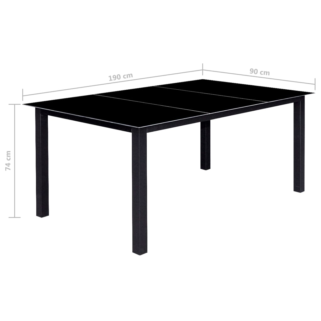Conjunto de comedor de jardín plegable 9 piezas aluminio negro