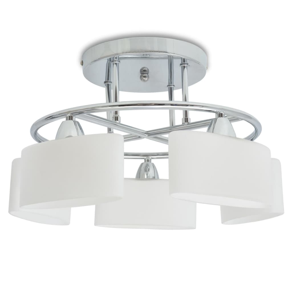 Lámpara de techo pantalla cristal elipse 5 bombillas E14 200 W
