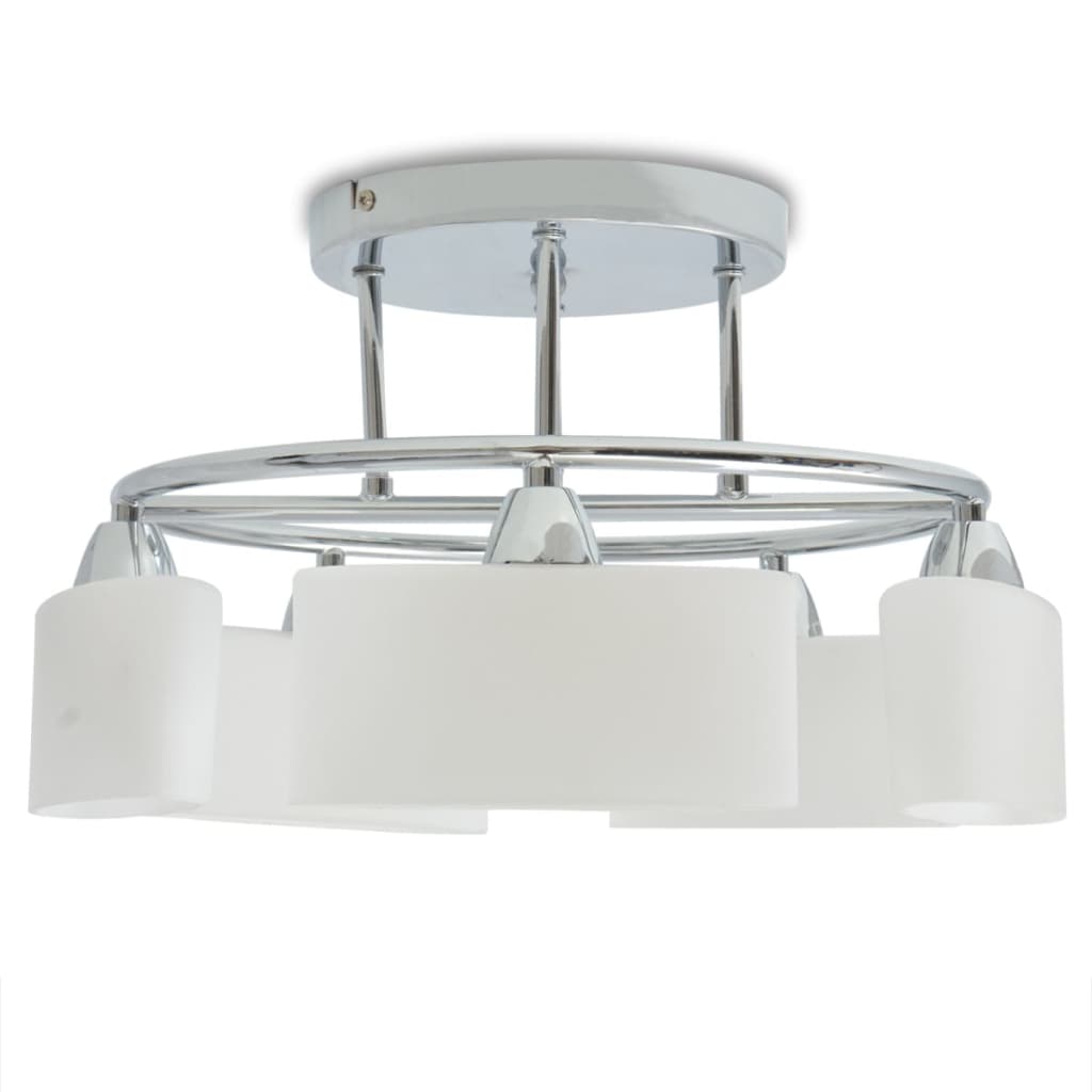 Lámpara de techo pantalla cristal elipse 5 bombillas E14 200 W