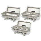 Set calentador de comida para buffet 3 piezas acero inoxidable