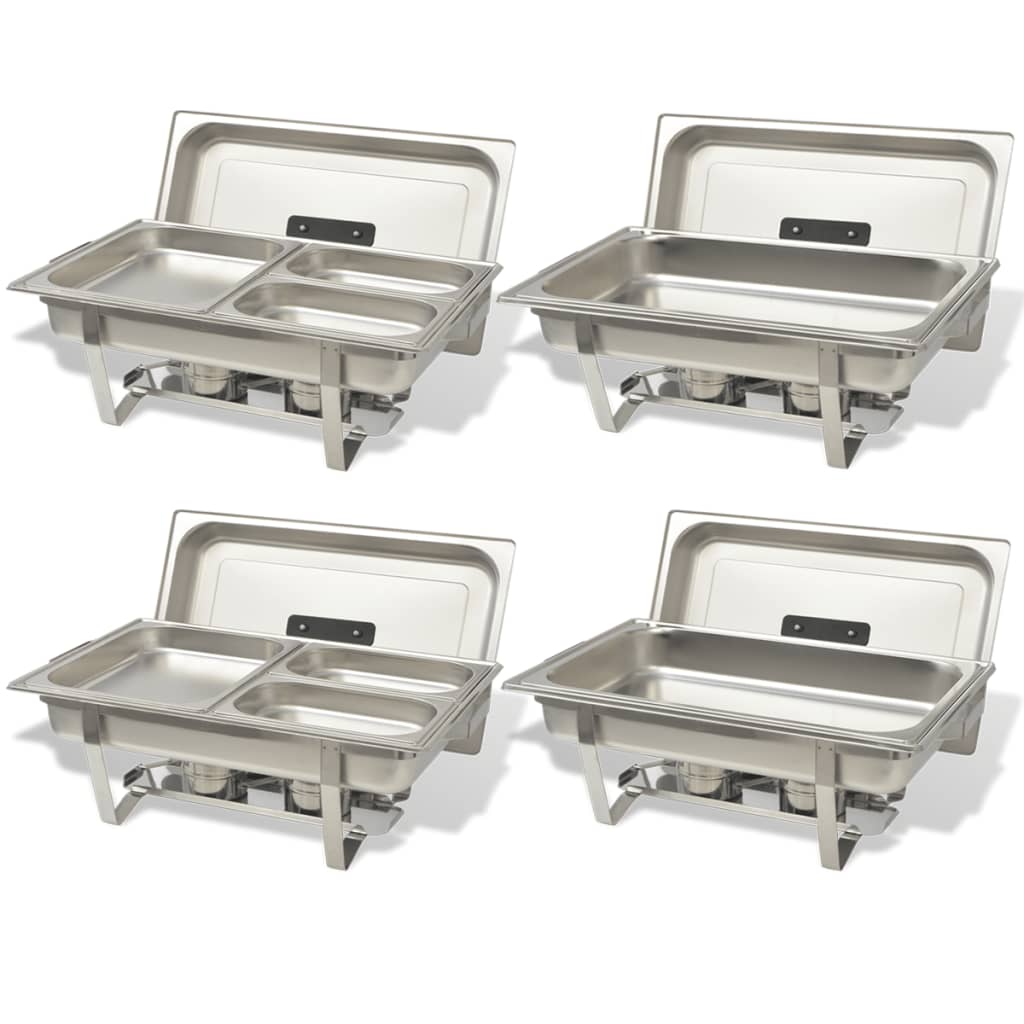 Set calentador de comida para buffet 4 piezas acero inoxidable
