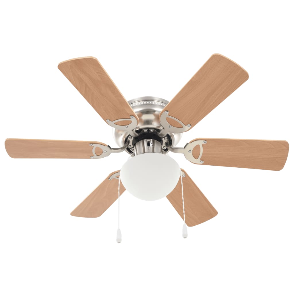 Ventilador de techo adornado con lámpara 82 cm marrón claro