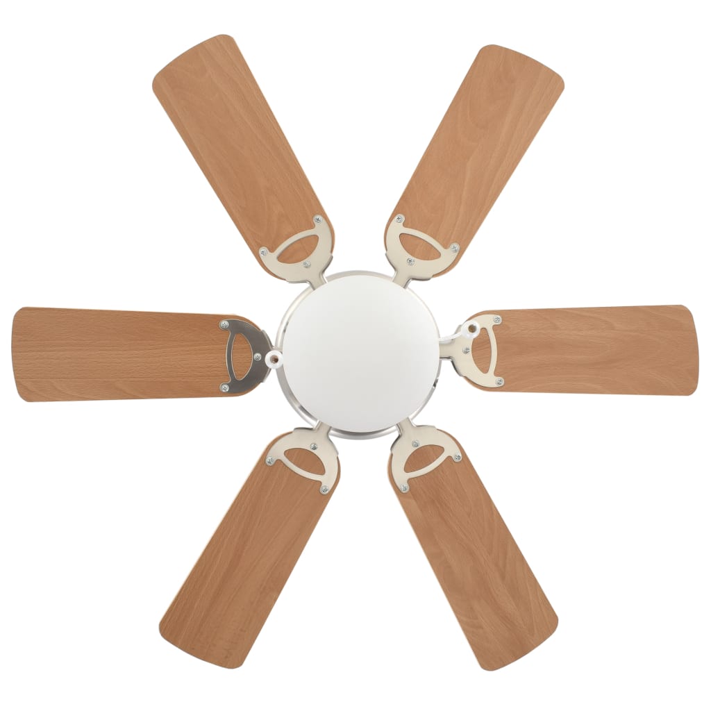 Ventilador de teto adornado com candeeiro 82 cm castanho claro