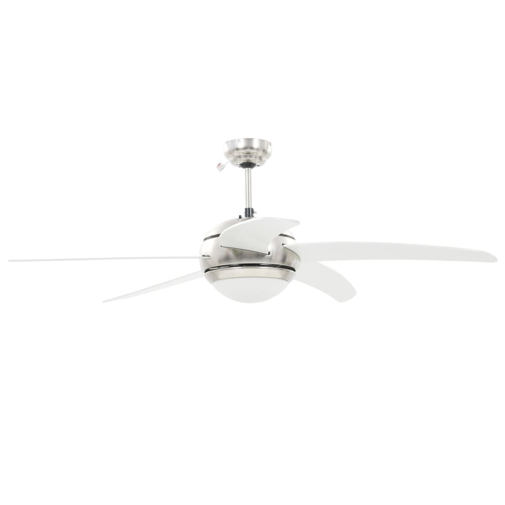 Ventoinha de teto ornamentada com luz 128 cm branco