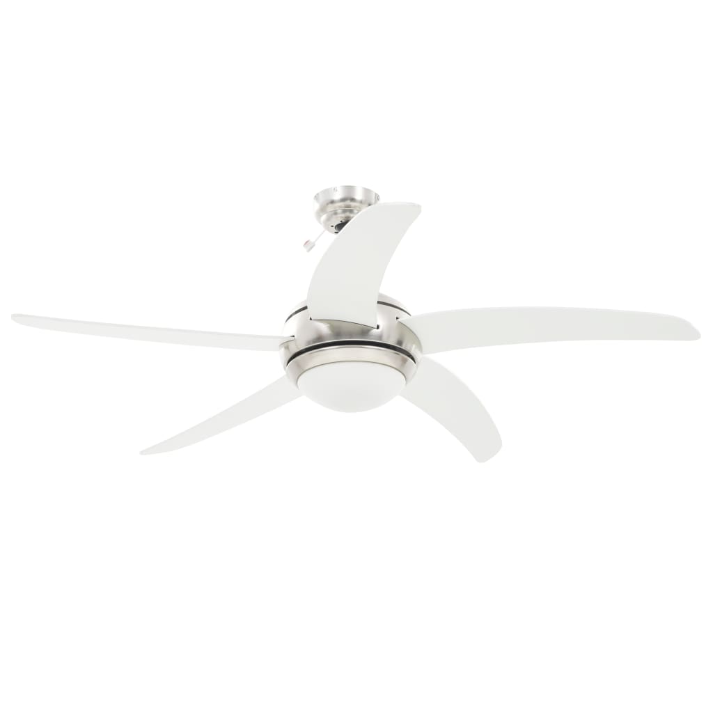 Ventilador de techo adornado con lámpara 128 cm blanco