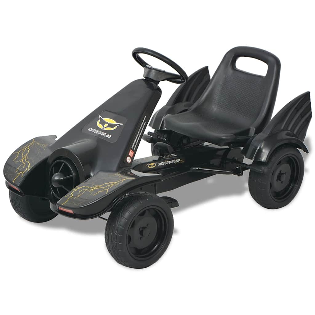 Blue pedal go-kart with adjustable seat