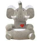 Silla de peluche para niños elefante gris