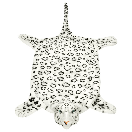 Leopard plush rug 139 cm white