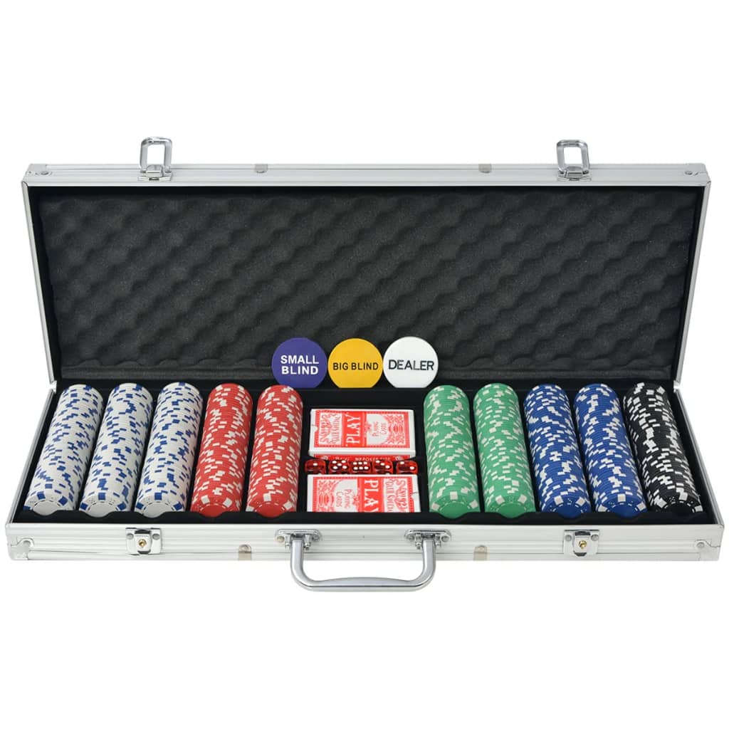 Juego combinado póker/blackjack con 600 fichas láser aluminio