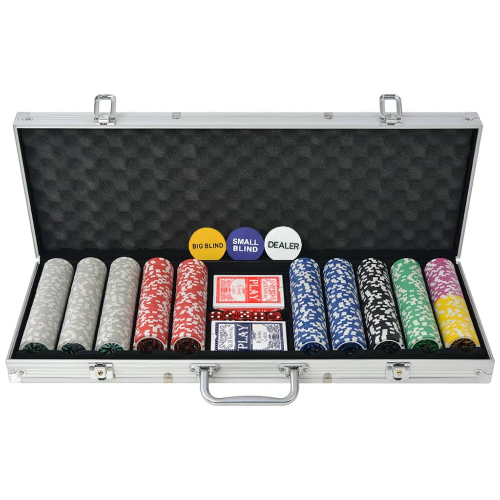 Juego combinado póker/blackjack con 600 fichas láser aluminio