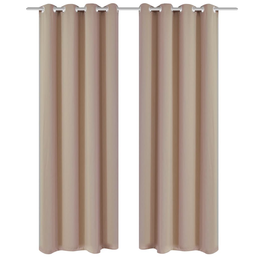 2 cortinas grises oscuras con anillas metálicas, blackout 135 x 245 cm