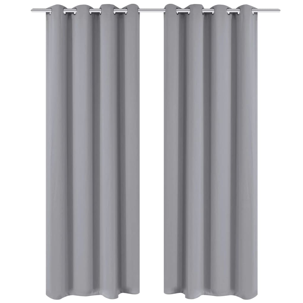 Cortinas opacas 2 piezas con ojales de metal 135x175 cm gris
