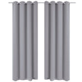 Cortinas opacas 2 piezas con ojales de metal 135x175 cm gris