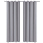Cortinas opacas 2 piezas con ojales de metal 135x175 cm gris
