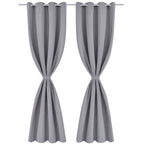 Cortinas opacas 2 piezas con ojales de metal 135x175 cm gris