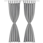 Cortinas de micro-raso con bucles 2 unidades 140x175cm gris