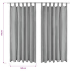 Cortinas de micro-raso con bucles 2 unidades 140x175cm gris
