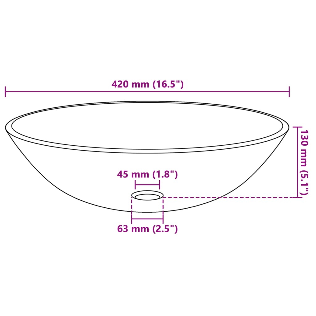 Lavabo de vidrio templado 42 cm esmerilado