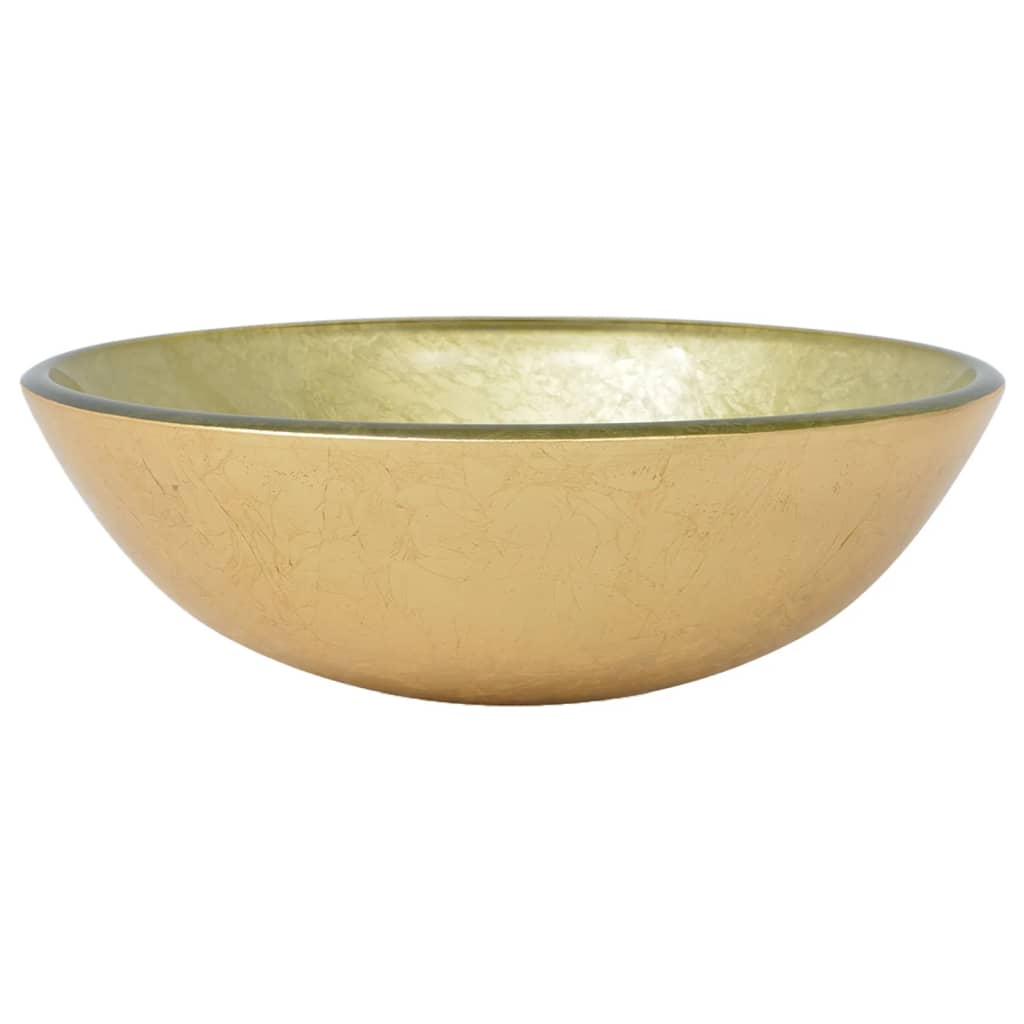 Lavabo de vidrio templado 42 cm dorado