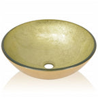 Lavabo de vidrio templado 42 cm dorado