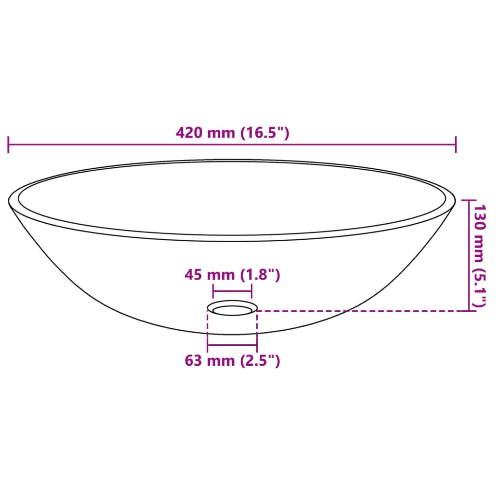 Lavabo de vidrio templado 42 cm dorado