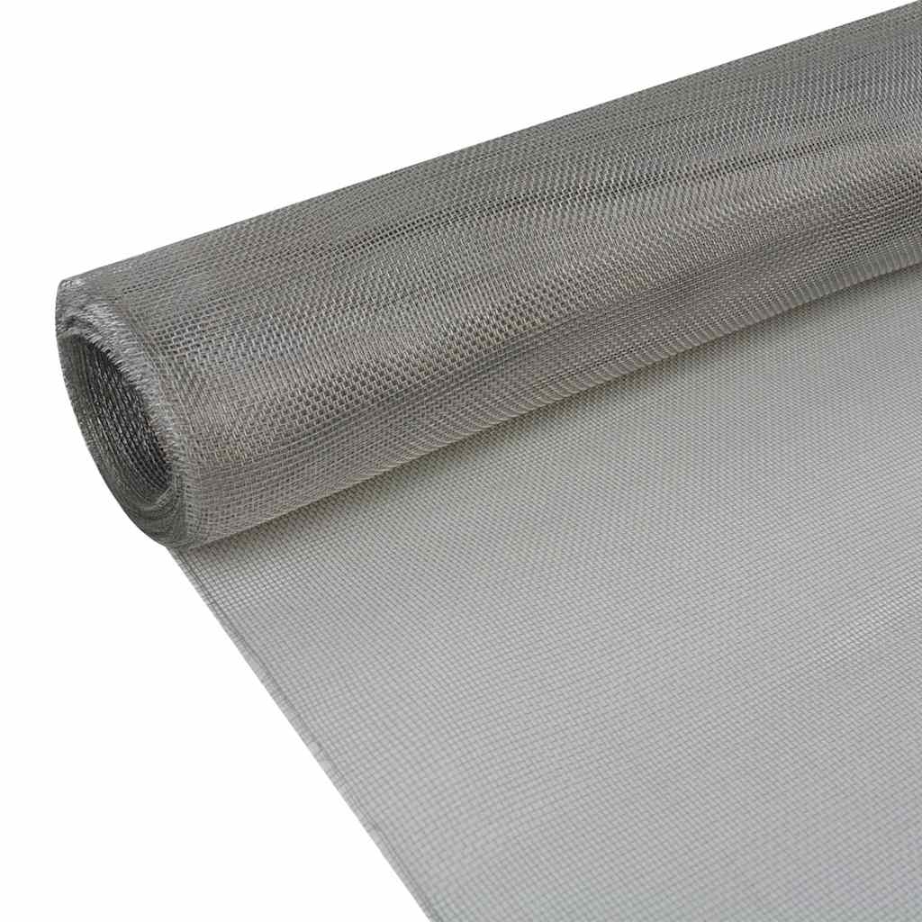 Malla mosquitera de acero inoxidable plateada 100x1000 cm