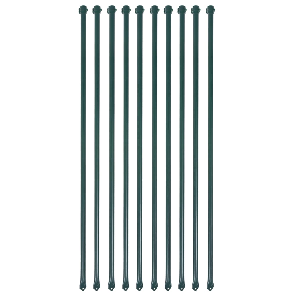 Postes de jardín 10 unidades 1 m metal verde