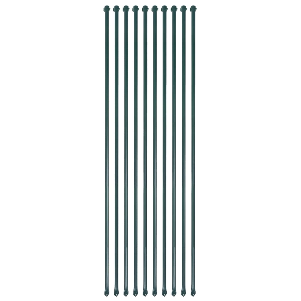 Postes de jardim 10 unidades 1 m metal verde