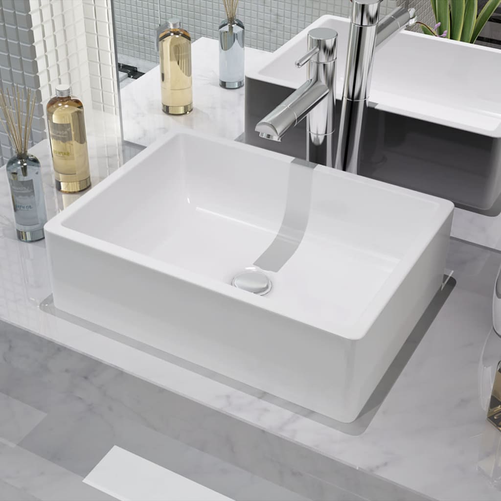 Lavabo con agujero grifo rectangular cerámica 46x25,5x12 negro