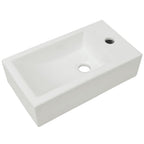 Lavabo con agujero grifo rectangular cerámica 46x25,5x12 blanco