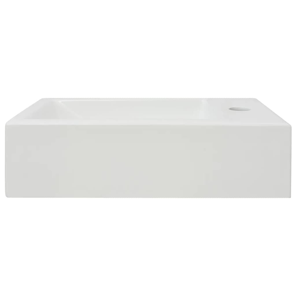 Lavabo con agujero grifo rectangular cerámica 46x25,5x12 blanco
