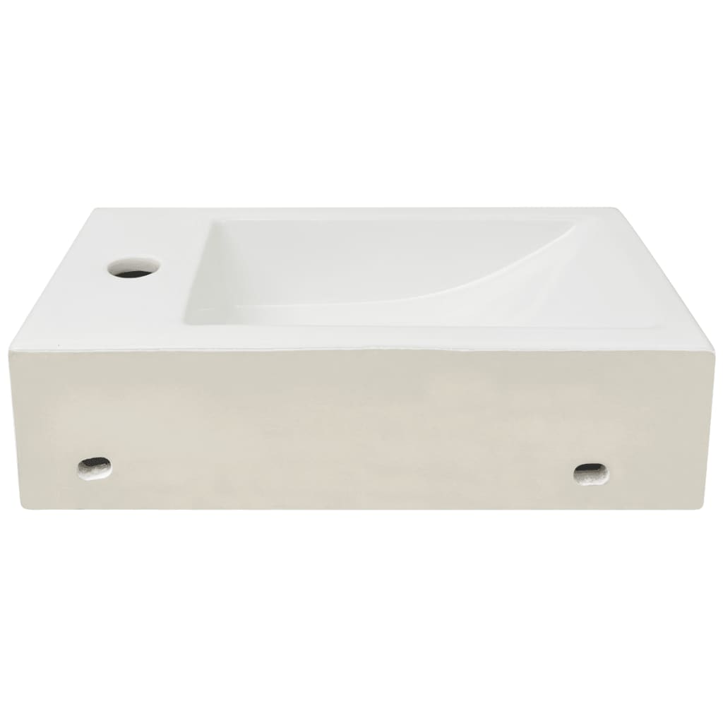 Lavabo con agujero grifo rectangular cerámica 46x25,5x12 blanco