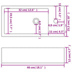 Lavabo con agujero grifo rectangular cerámica 46x25,5x12 blanco