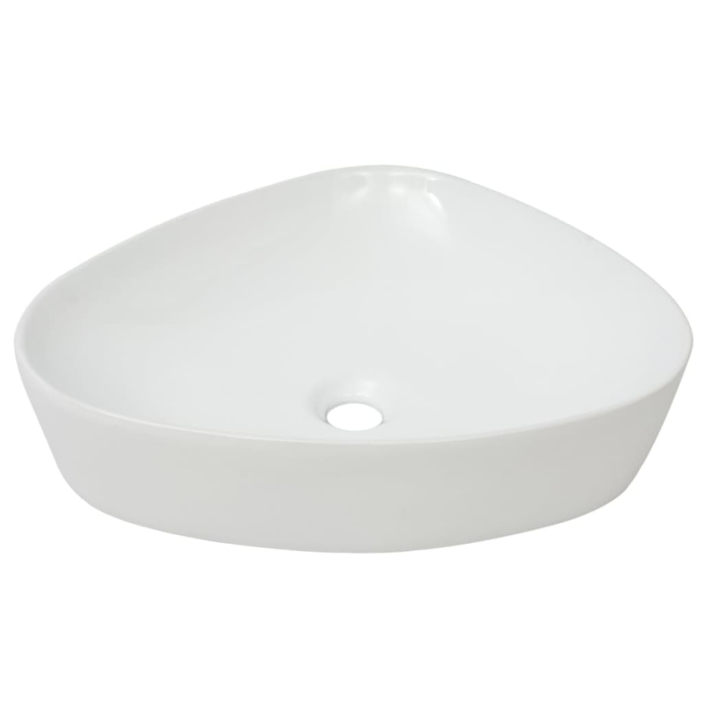 Lavabo triangular de cerámica blanco 50,5x41x12 cm