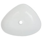 Lavabo triangular de cerámica blanco 50,5x41x12 cm