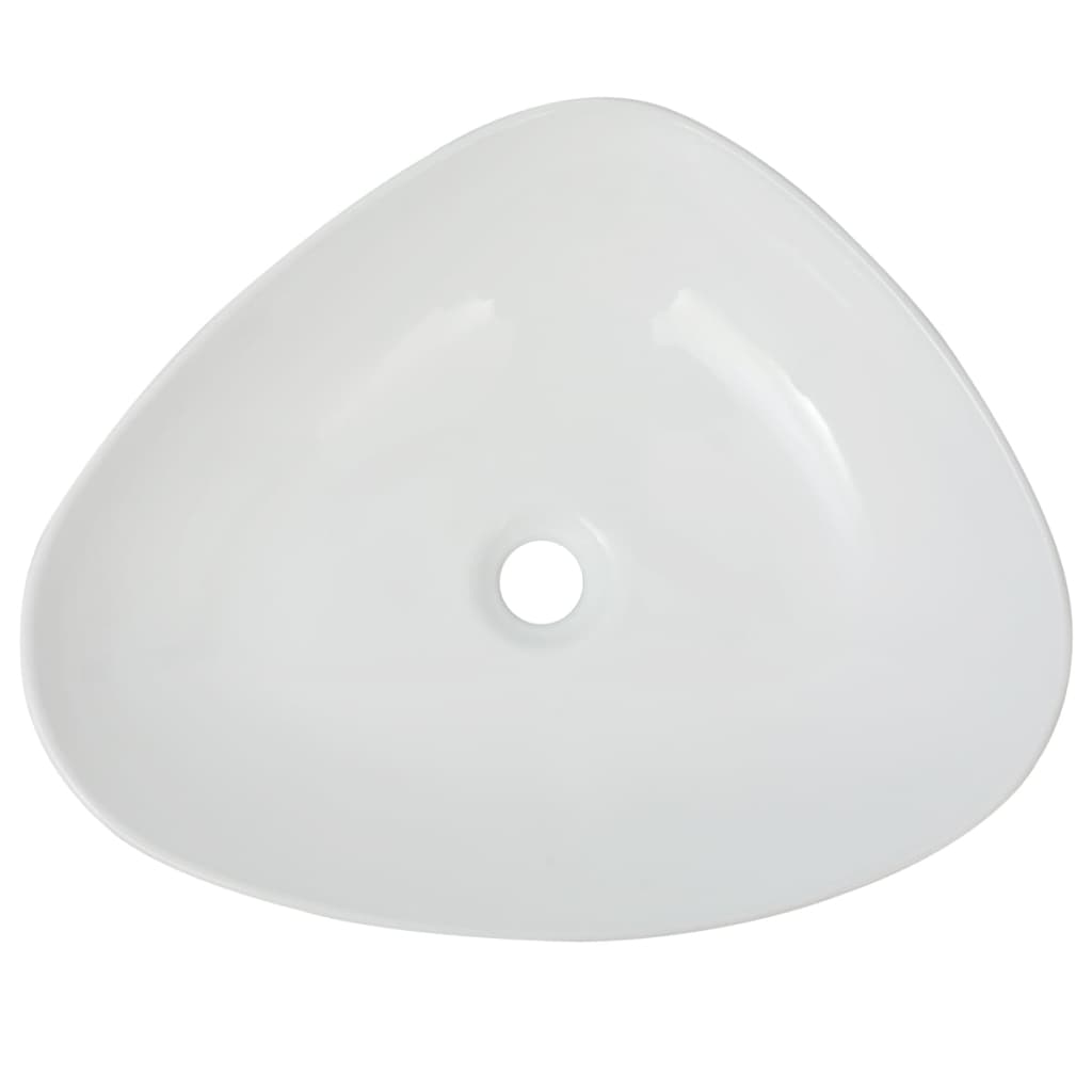 Lavabo triangular de cerámica blanco 50,5x41x12 cm