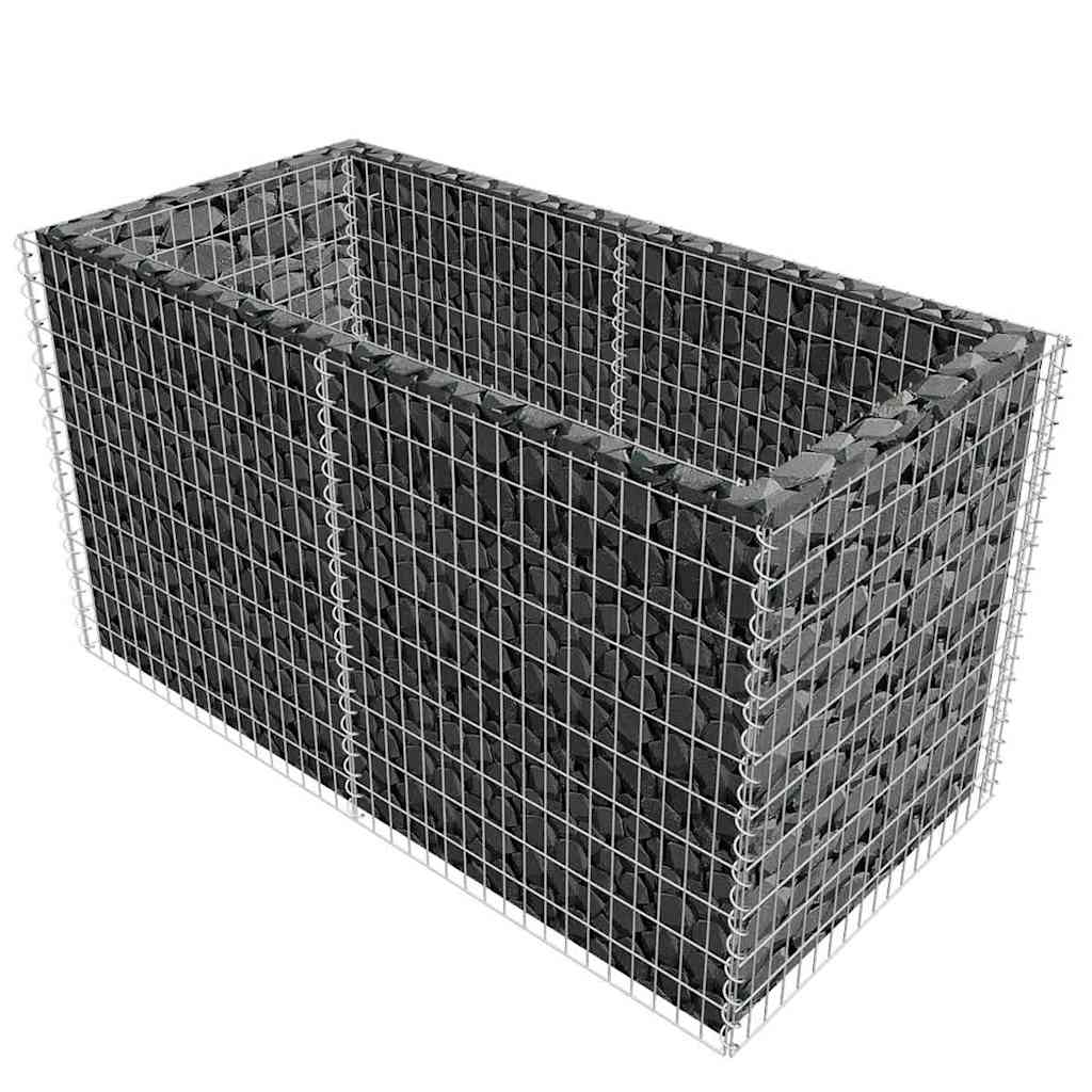 Arriate de acero de gaviones plateado 180x90x100 cm