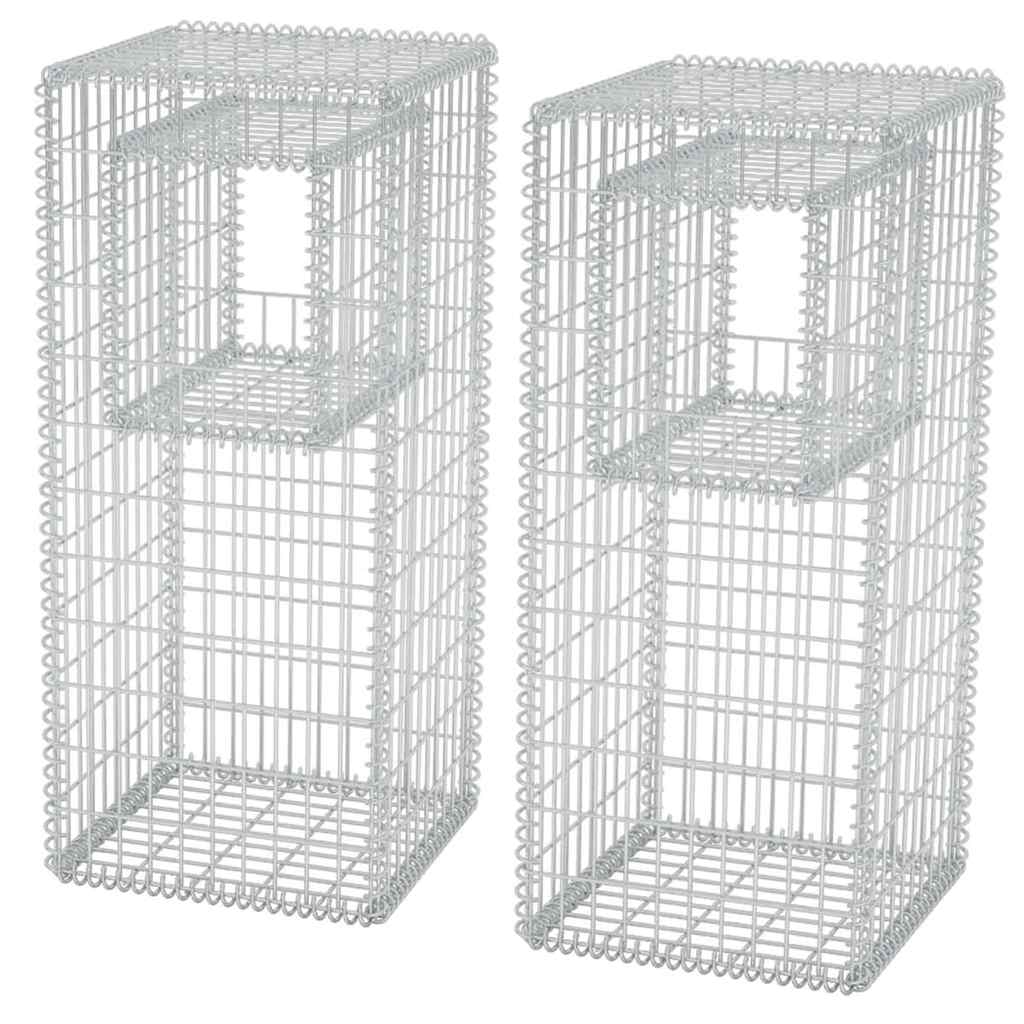 Cesta poste/jardinera de gaviones 2 unidades acero 50x50x120 cm