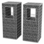 Cesta poste/jardinera de gaviones 2 unidades acero 50x50x120 cm