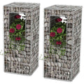 Cesta poste/jardinera de gaviones 2 unidades acero 50x50x120 cm